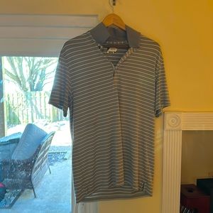 IZOD Mens medium golf shirt grey and white stripes